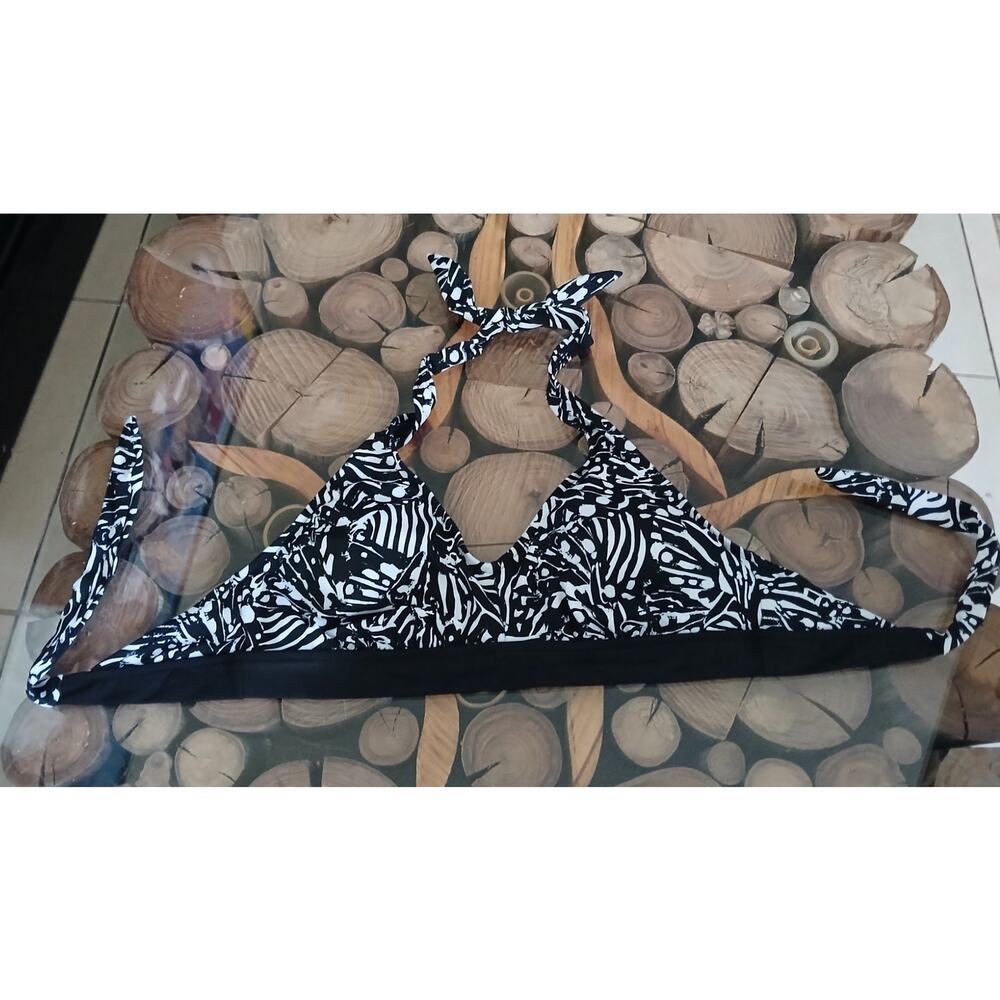 Reel Legends Black White Halter Bikini Top NWT Size 10 spring summer beach - Picture 6 of 7
